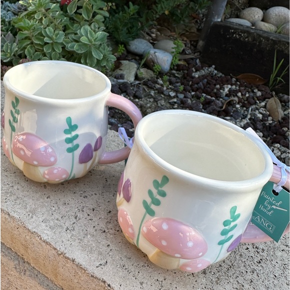 Lang pastel mushroom mugs set of 2 retro vintage new HTF viral tik tok - Picture 5 of 14